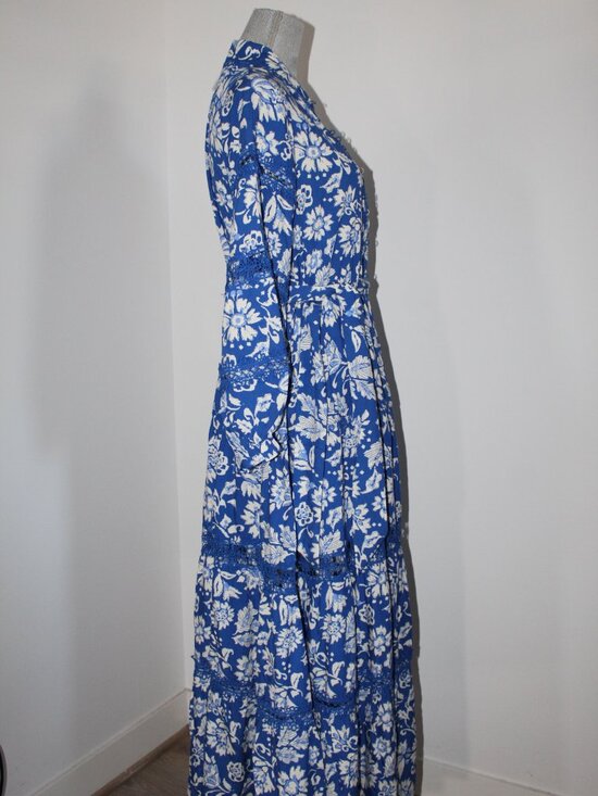 NWT MISS JUNE Paris Long Morgane Collared Belted Dress One Size - Picture 8 of 8